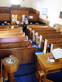 Tongue Church interior from the pulpit steps