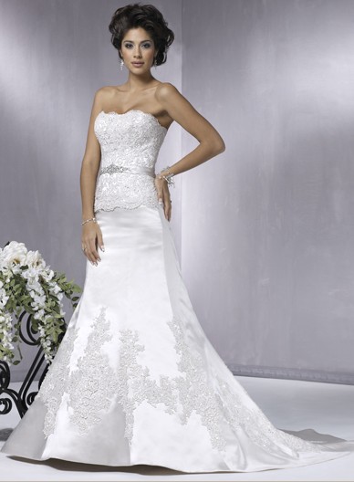 Strapless Wedding Dress Mermaid Wedding Dresses with Cathedral Train