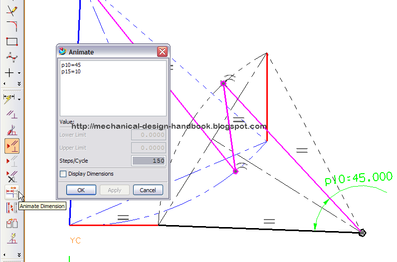 Fourbar linkage Synthesis using Unigraphics NX4 Sketch