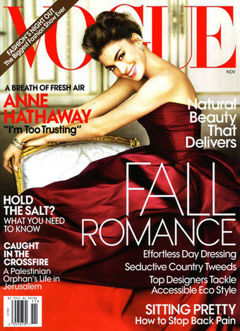 Anne Hathaway is the latest cover girl for the November 2010 issue of VOGUE 