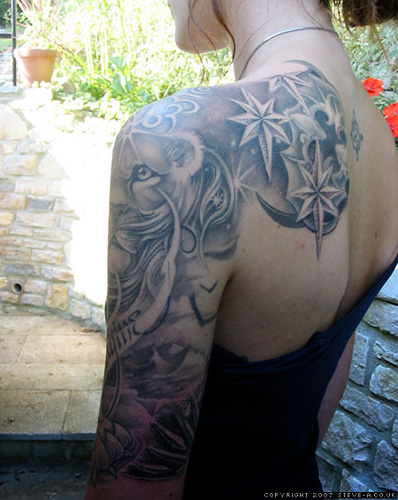 quarter sleeve tattoos for girls. Quarter Sleeve Tattoos