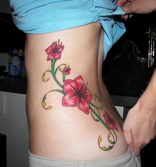 Beautiful and sexy hibiscus flower tattoos red color