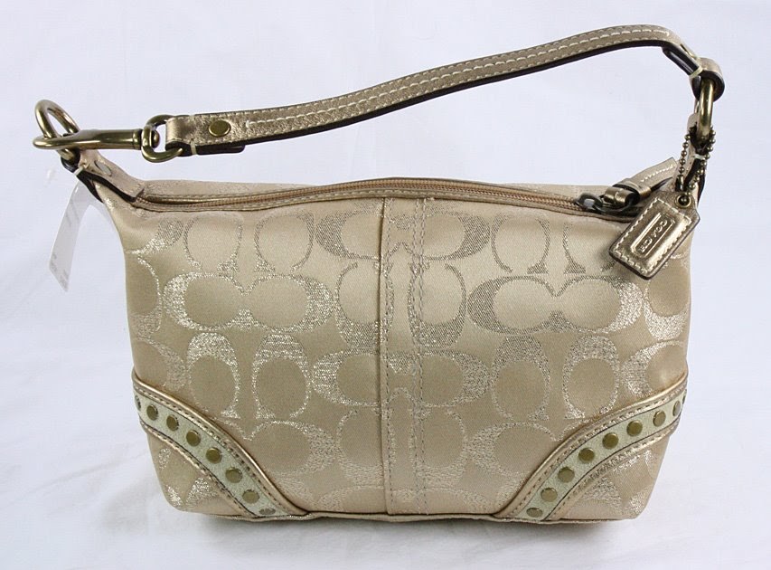 Designer Bags Store 41938 COACH GOLD METALLIC STUD LUREX PURSE SOLD