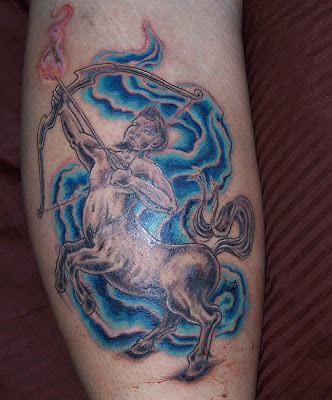 Sagitarius Zodiac tatoo, Sagittarius tattoo is fresh with all that blood 