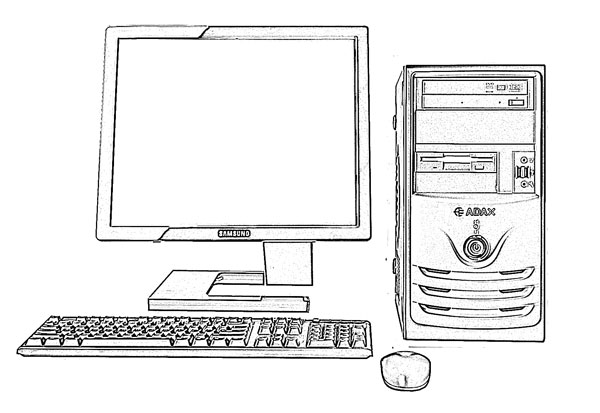 Desktop Computer Technology Sketch - Image Sketch