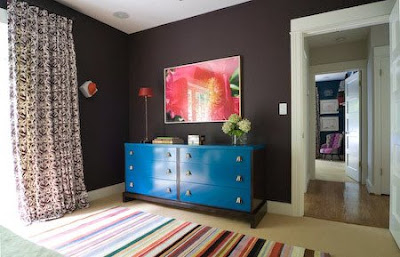 Brown + blue bedroom, bedroom, interior design, home interior