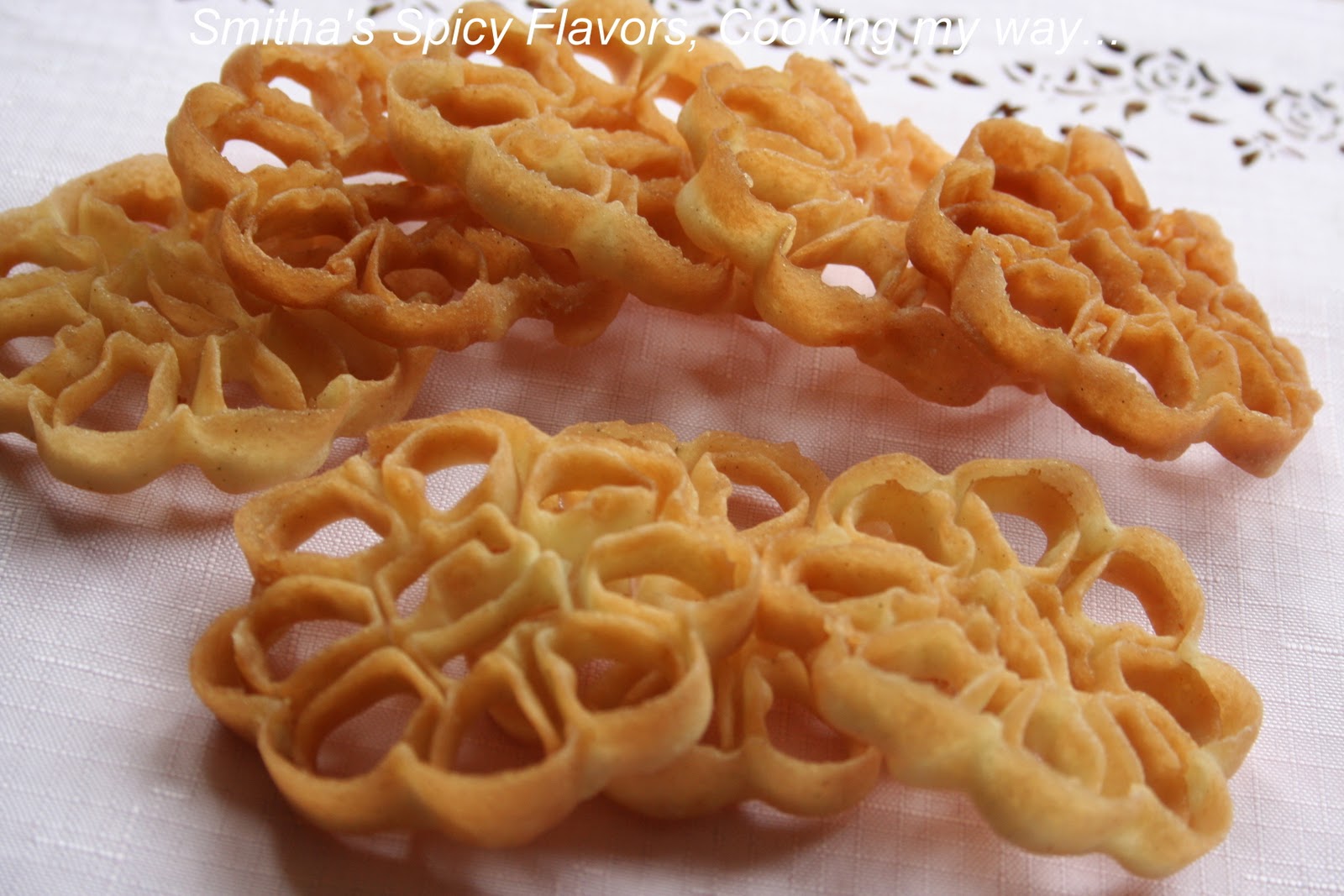 Rosa puvvulu / Gulabi puvvulu / Fried Flower Cookies or Rosettes