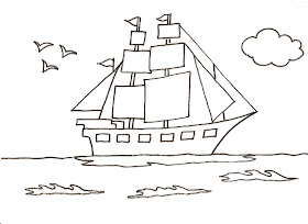 NUEVAS LÁMINAS DIDÁCTICAS. DIBUJOS PARA IMPRIMIR Y COLOREAR GRATUITOS DRAWINGS TO COLOR FOR KIDS.: DIBUJO PARA COLOREAR DE UN BARCO A VELA