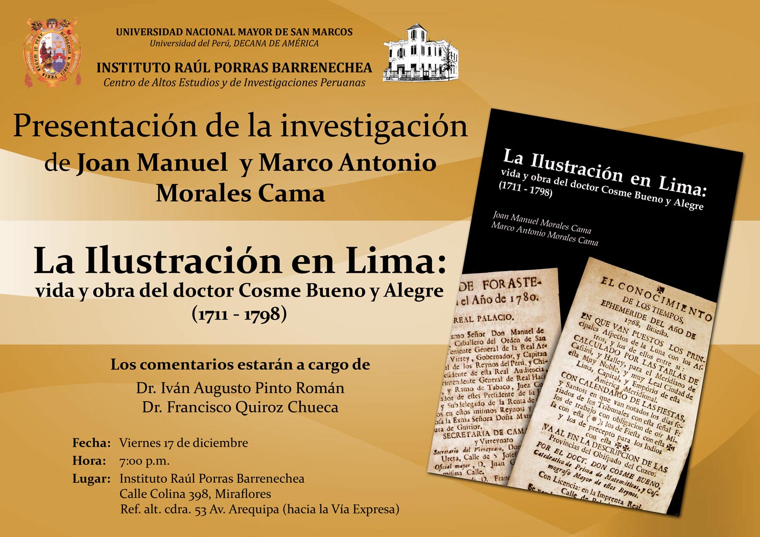 Instituto Raúl Porras Barrenechea PRESENTACIÓN DEL LIBRO LA