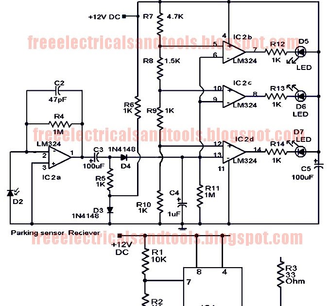 Free Schematic Diagram Parking Sensor Circuit Using LM324