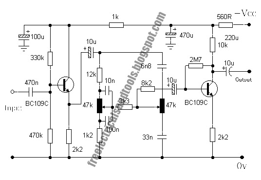 baxandall tone control circuits using two transistor why