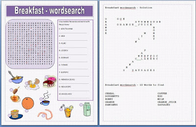 SOS - inglês online: Breakfast - wordsearch