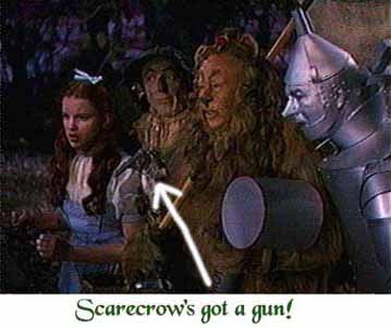scarecrow wizard of oz with gun