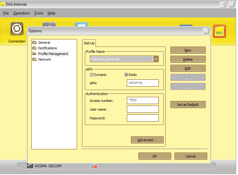 using PostPaid (3G) sim card with Digi USB E1550 HSDPA Broadband