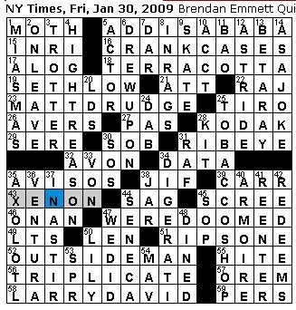 Rex Parker Does the NYT Crossword Puzzle: FRIDAY, Jan. 30, 2009 - B.E