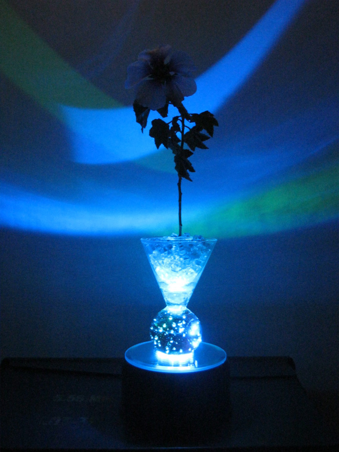 Sweater Surgery Illuminated broken windshield glass vase inspired by