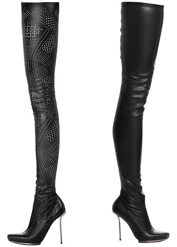 leather clad thigh boots
