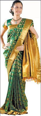 green kanchipuram saree