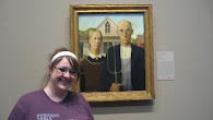 At the Chicago Art Institute with Grant Wood's 'American Gothic'. Iowa's claim to fame!
