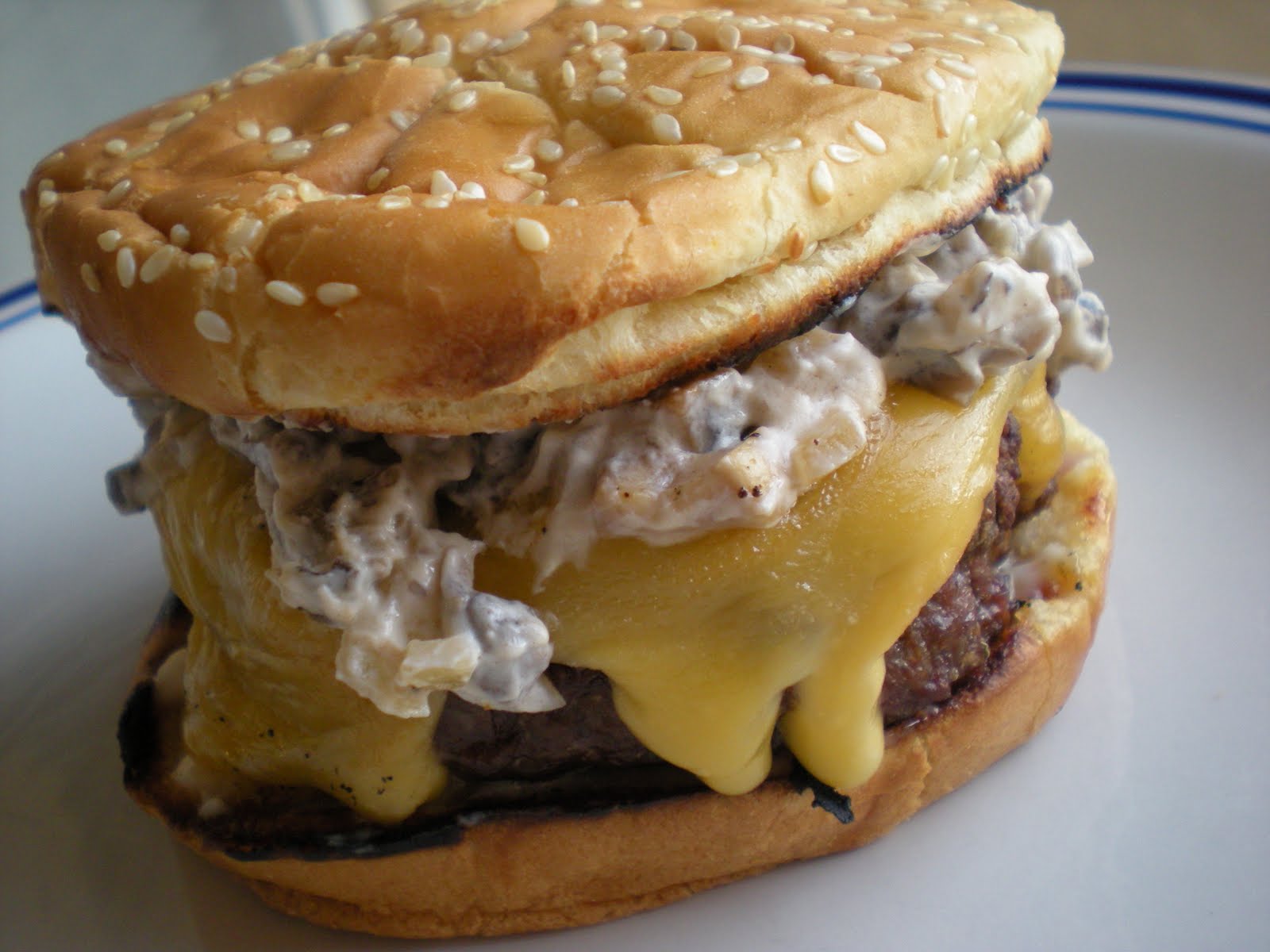 From our Tummies to Yours Creamy Mushroom and Smoked Gouda Burger