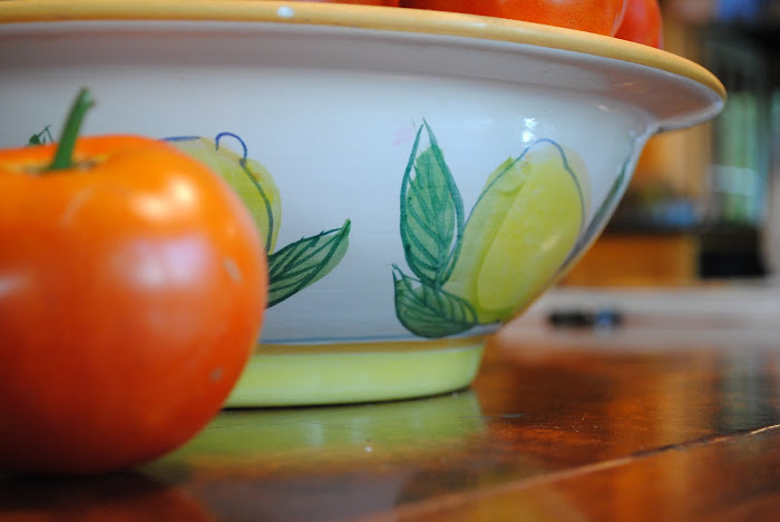 yellow bowl with tomato