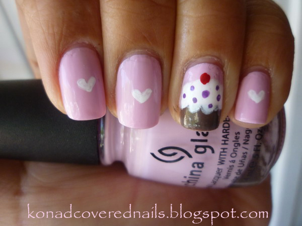 konad covered nails cupcake theme