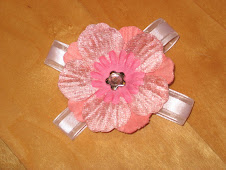 Pink over pink blossom with ribbon