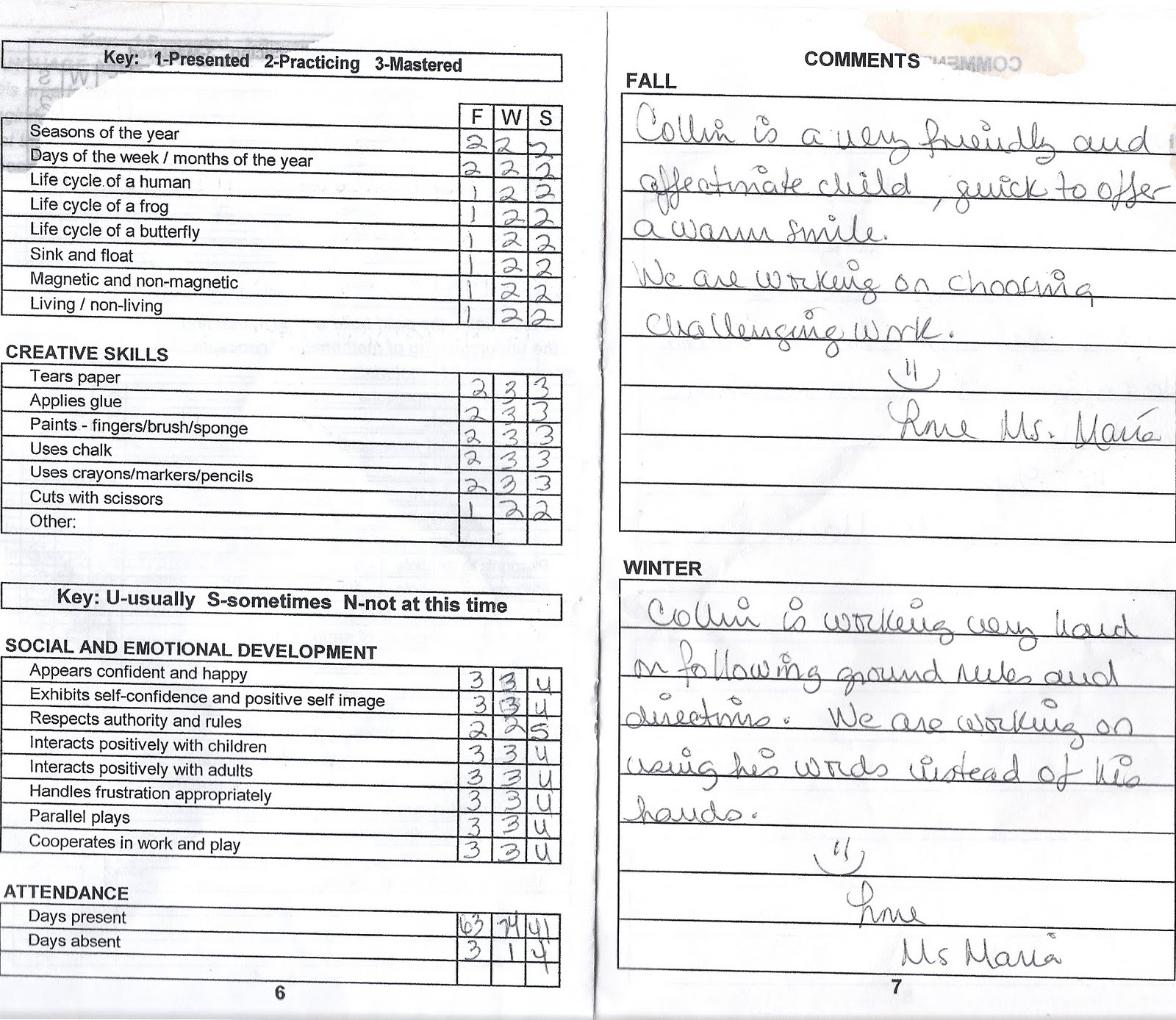 Collin: First Report Card