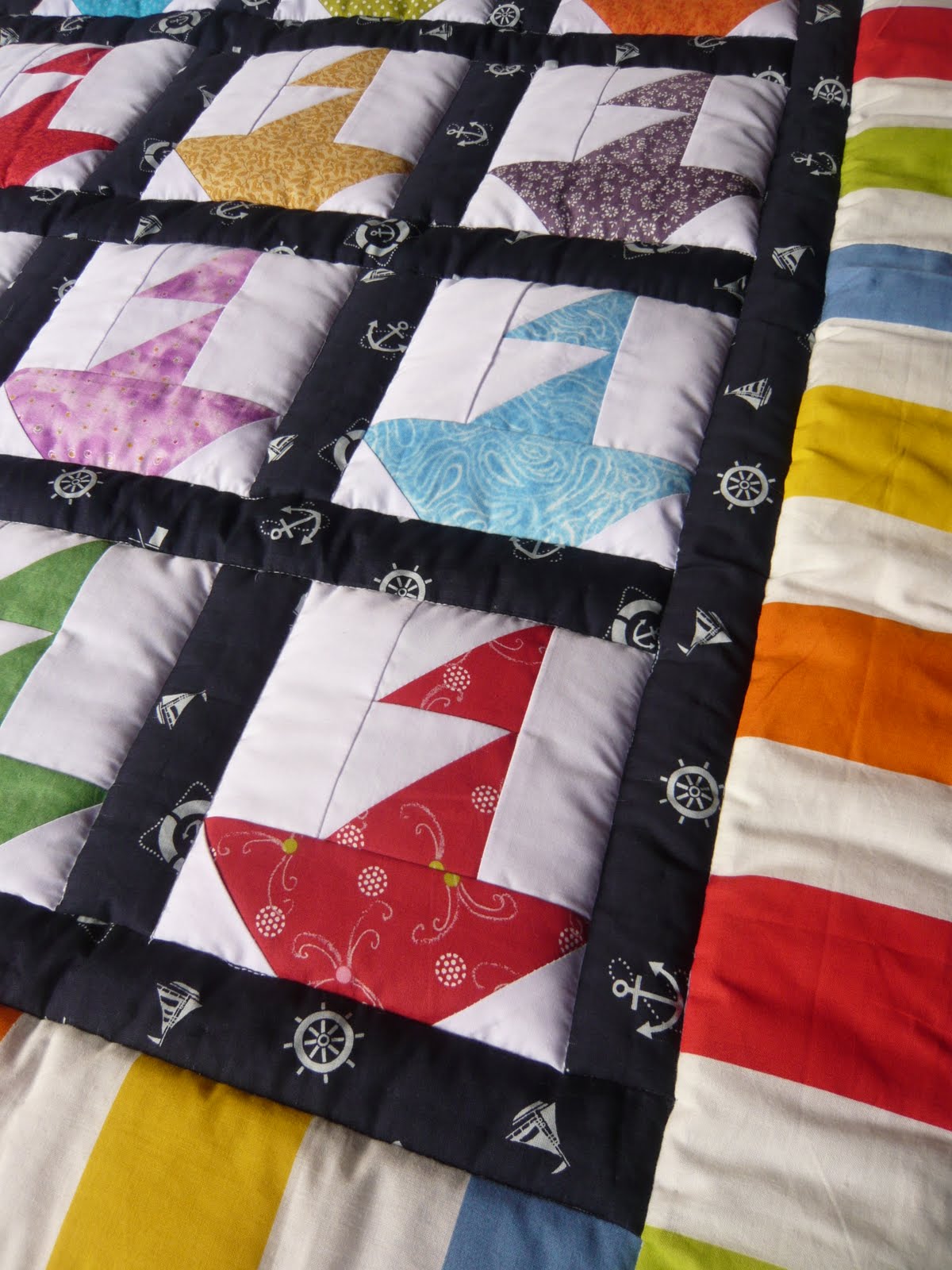 Handmade With Love Sail Boat Quilt
