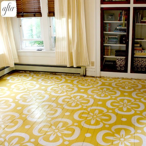 {BLACK. WHITE. YELLOW.} Yellow and White Graphic Wood Floor