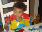 Ethan finger painting fun!