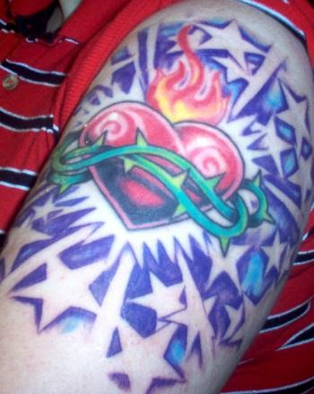 sacred heart tattoo. Sacred Heart and Stars Tattoo