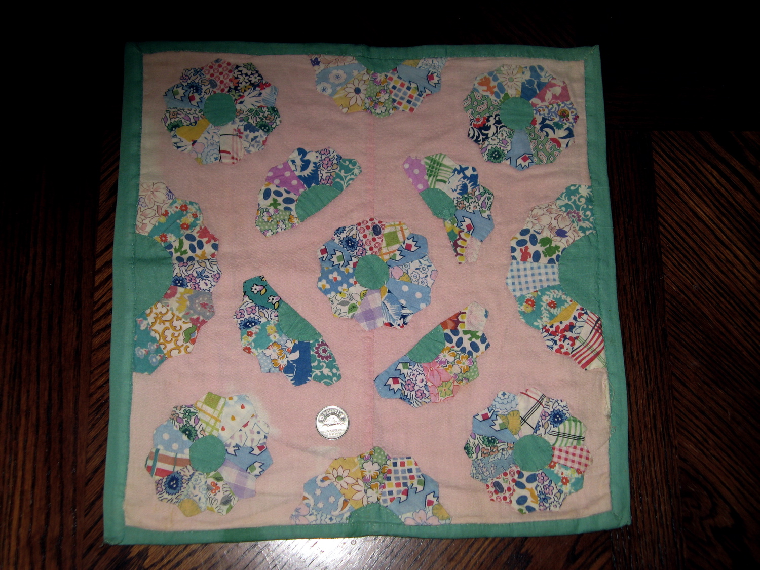 Blueberry Patch tiny vintage doll quilt and some scraps...