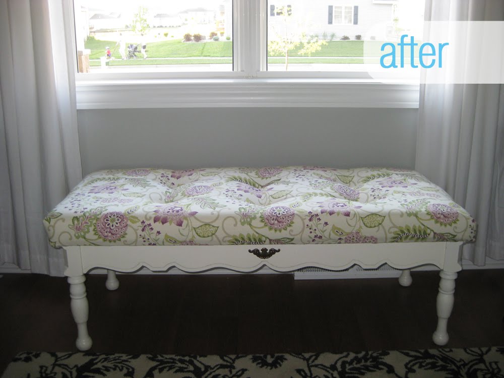 Out Of The Blue How to turn an old coffee table into an upholstered bench