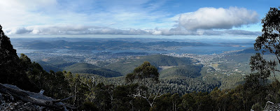 Stitched panorama of Hobart from the Organ Pipes Track, Mout Wellington - 8th May 2010