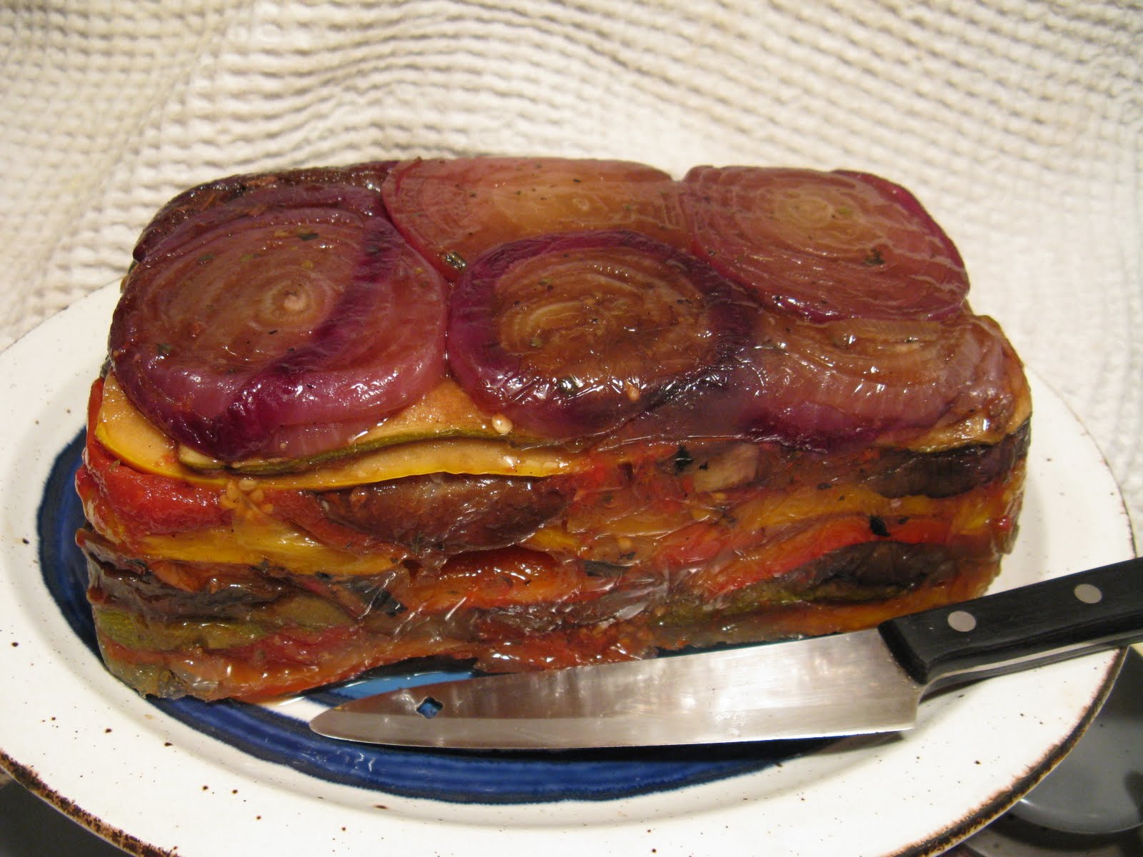 Vegan Eats and Treats! Roasted Vegetable Terrine with Arugula Pesto