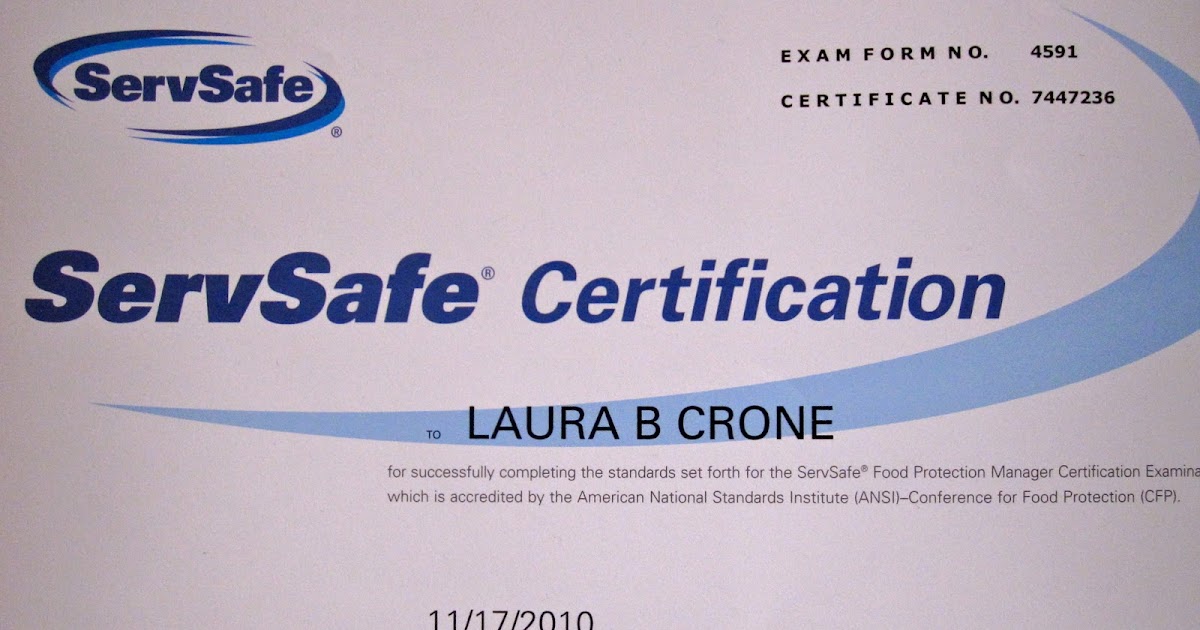 Brooks' Portfolio Servsafe certification