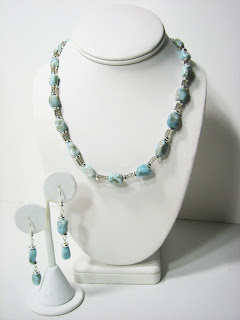 Blue Larimar necklace set on Etsy