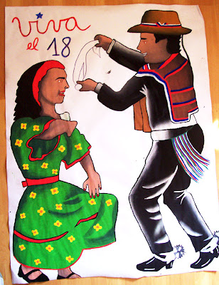 PAREJA HUASOS BAILE CUECA, PINTURA