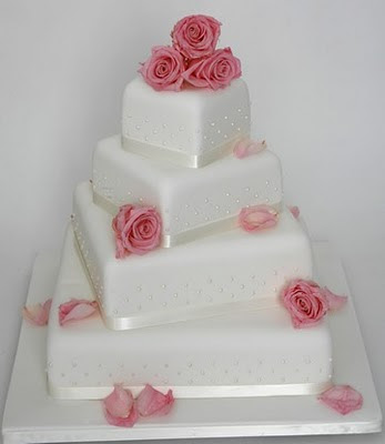 Square Wedding Cakes With Flowers on Top Square Wedding Cakes With Flowers on Top