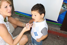 Mateo eating a chocolate banana