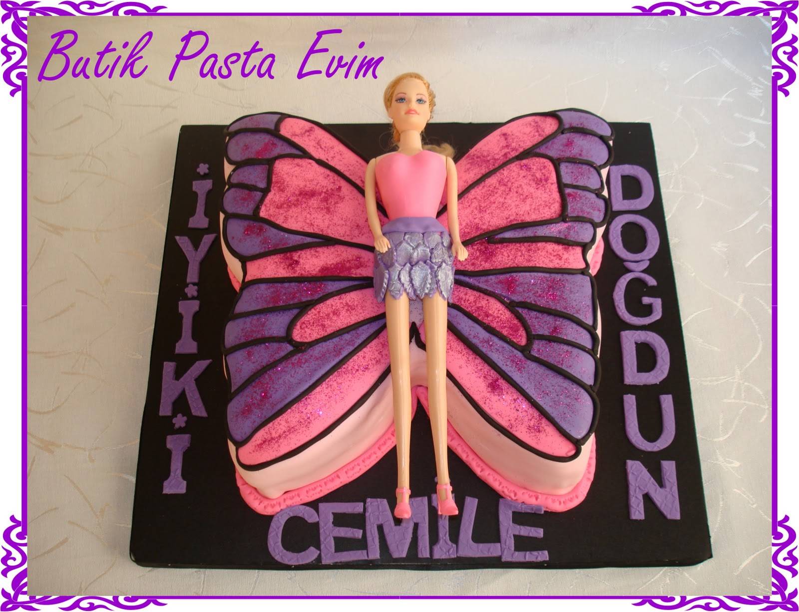 BUTİK PASTA EVİMDENİZLİ Kelebekli Barbie Pastası…