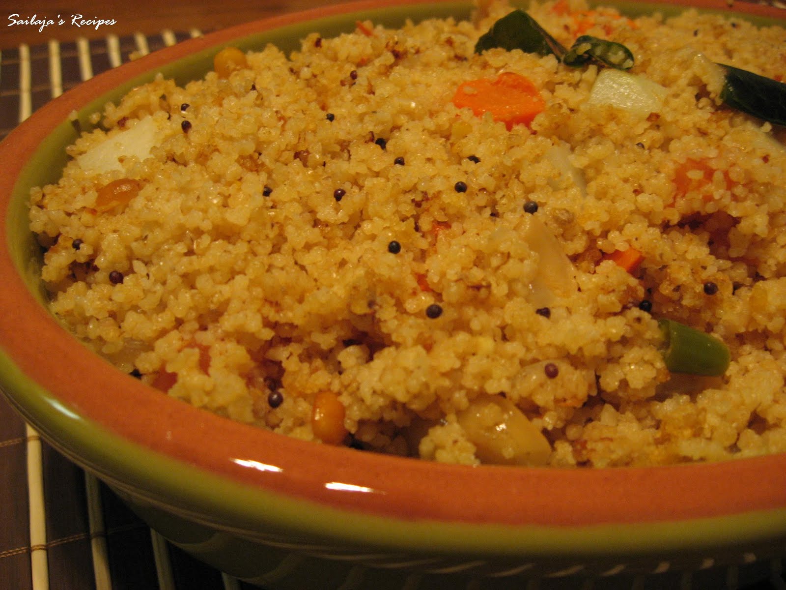 Sailaja's Recipes Couscous Upma