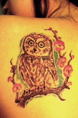 Nice Back Body Owl Tattoo Designs Pics
