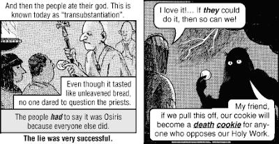 Réponse : pour que la foudre puisse s'abattre dans son dos et renforcer l'effet dramatique lorsqu'il prononce les mots « biscuit de la mort ». Mon rêve secret : que ce genre de chose m'arrive à chaque fois que j'ajoute « ...de la mort ! » après un mot banal. Un mot banal... de la mort ! *tonnerre* Effet dramatique
