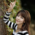 Lee Ji Woo in Black Stripe Dress