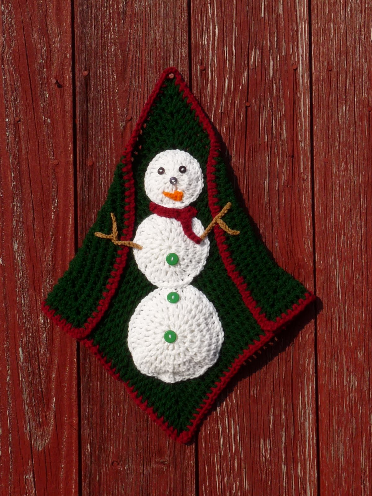 Nancy's Crochet Snowman wall hanging