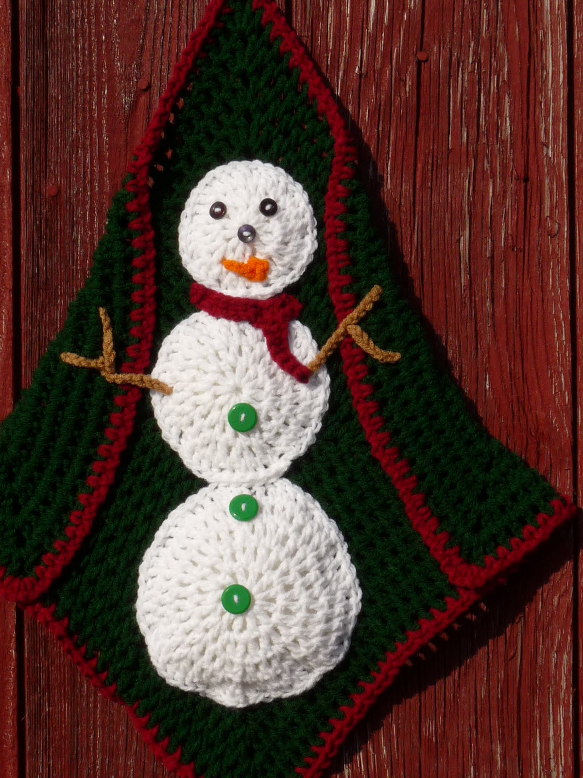 Nancy's Crochet Snowman wall hanging