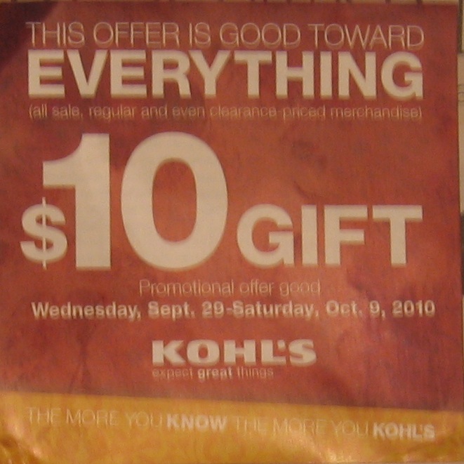 Kohls 10.00 Gift Coupon