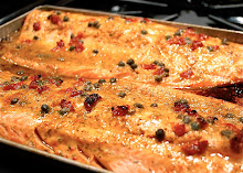 Salmon with Mustard, Capers and Sundried Tomatoes